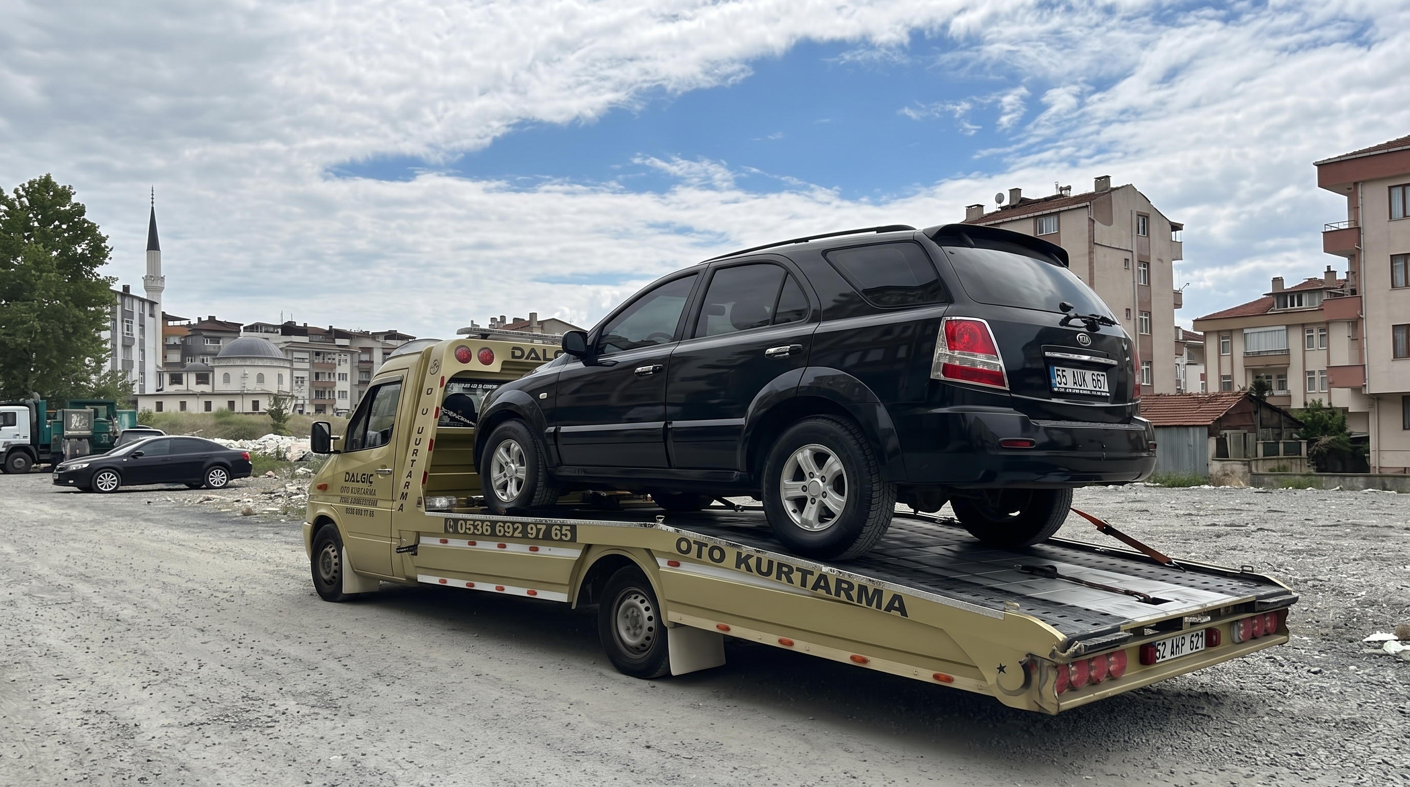 Dalgıç Oto Kurtarma çekicisi ile taşınan araç, Ünye Ordu